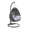 Leisuremod Charcoal Wicker Hanging Egg Swing Chair with Light Grey Cushions ESCCH-40LGR